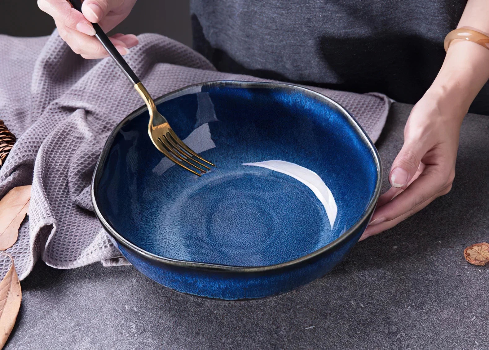 1 Pcs Bone China Bowl Tableware Blue Janpan Rice Soup Dinner Service Retro Ceramic Dinnerware Restaurant Home Kitchen...