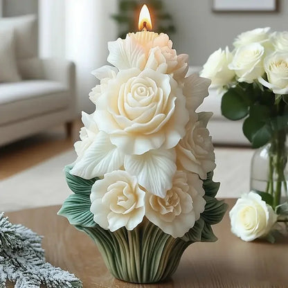 Rose tree candle mold, elegant white flower design, suitable for home decoration and ornaments, handicrafts and creative gifts. - Kimlud