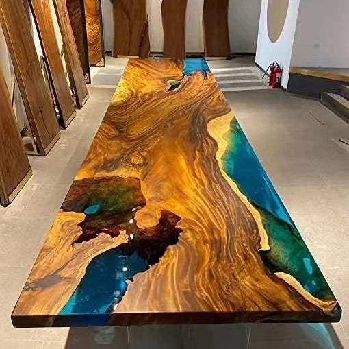 Wholesale Low Price Solid Walnut Coffee Kitchen Restaurant River Epoxy Dining Table
