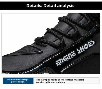 Men Mountain Riding Shoe Outdoor Buckle Casual Shoes Couple's Style Women High Top Motorcycle Shoes Fashionable Motorcycle Shoes - Kimlud
