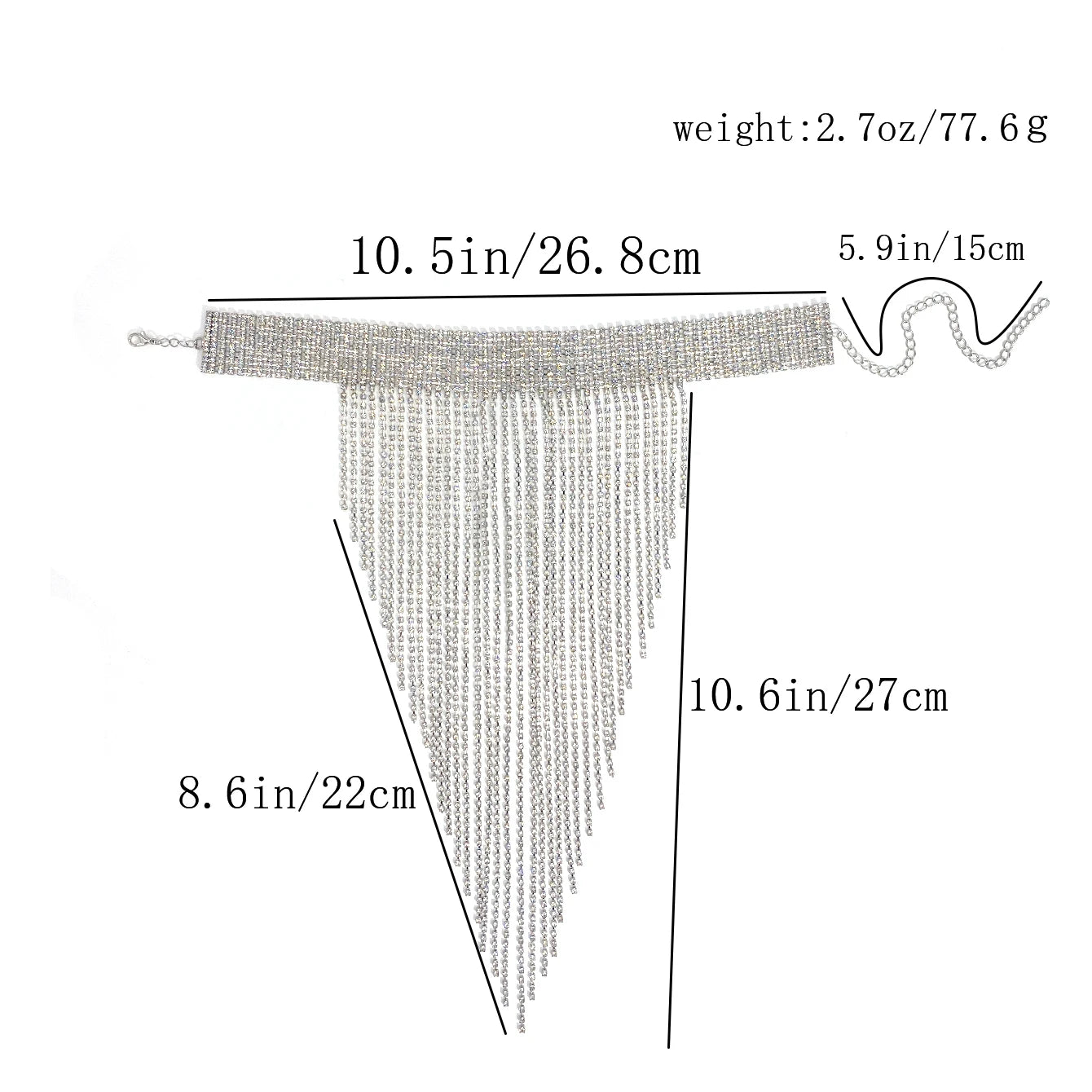 1 Piece Fashionable, Simple, Versatile Necklace, Luxurious Rhinestone Tassel Necklace, Sexy Bar And Nightclub