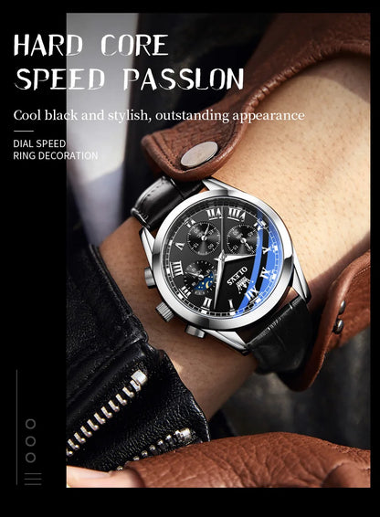 OLEVS 2871 Men Watch Original Brand Quartz Watch Multifunctional Chronograph Watch For Man Waterproof Luminous Moon Phase Watch - Kimlud