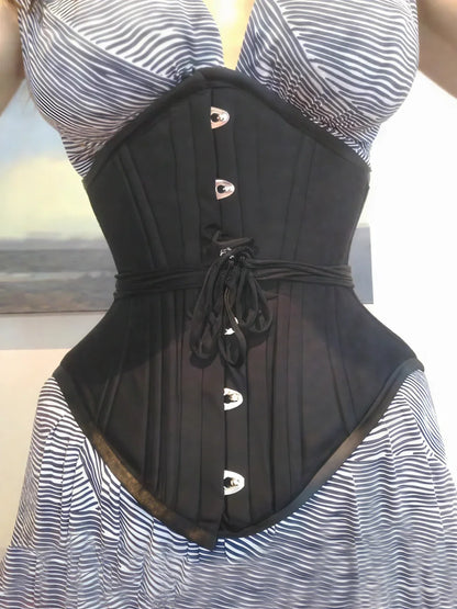 Women Corset Bustier Underbust Wasit Trainer Shapwear Lace Up Double Steel Boned Cotton Lengthened Bodice Control Girdle...