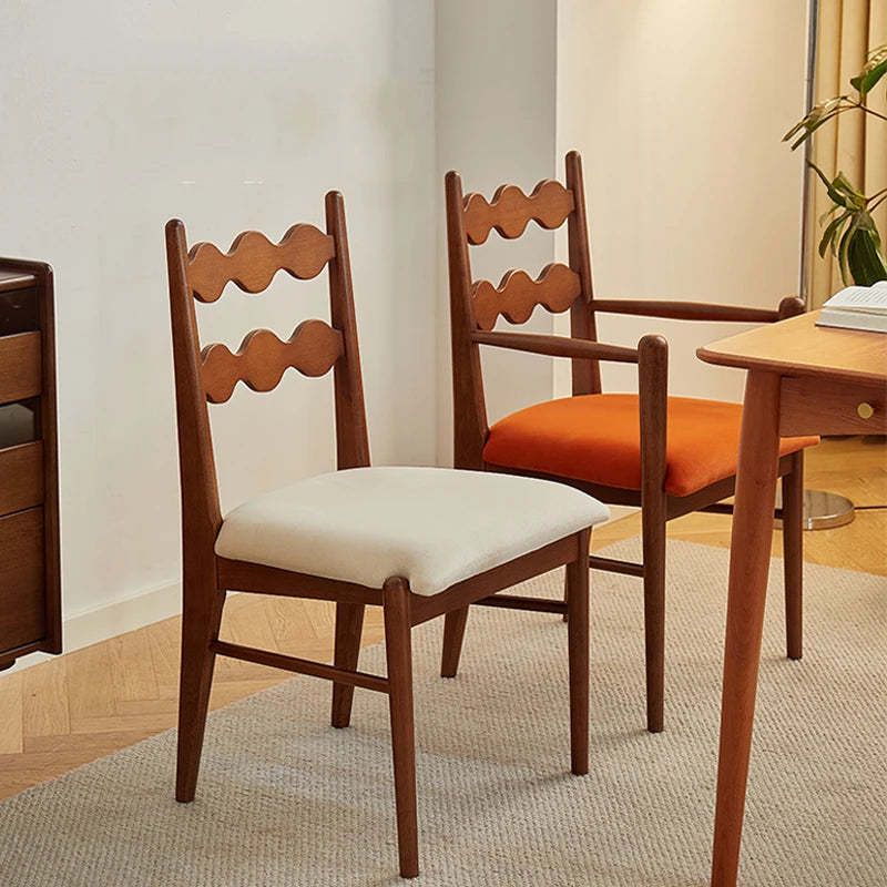 Solid Wood Dining Chair Household French Makeup Soft Bag Armrest Chair Light Luxury Balcony Backrest Silla Comedor Furniture - Kimlud