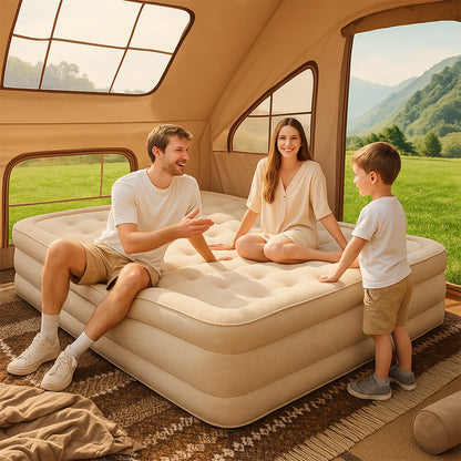 16i" Inflatable Queen Air Mattress with Built-in Pump, 200 * 150 * 40cm Portable Durable PVC Air Bed 150kg Max for Tent Camping - Kimlud