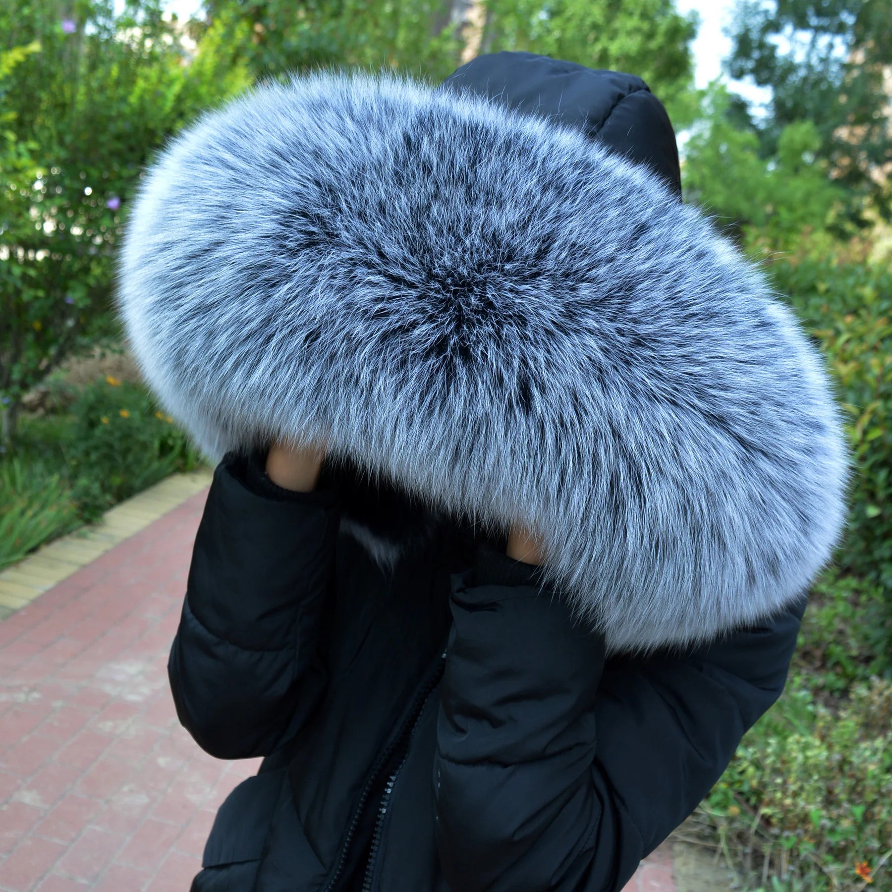 Super Large 100% Real Fox Fur Collar Hood Decor Fur Collar For Down Coat Women Winter Warm Fur Scarf Shawl Luxury