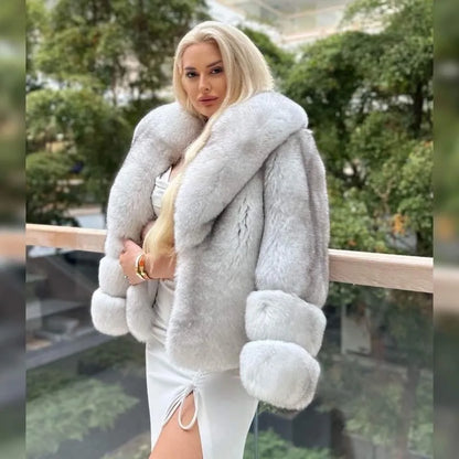 Fox Fur Coat for Women, 100% True Fox Fur Coat, Flip Collar, Warm Clothing, Winter Fashion, New, 2024 | Kimlud Office...