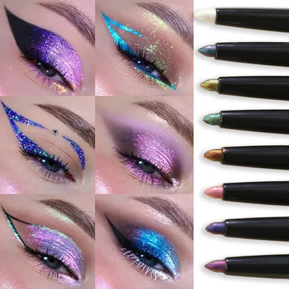 Pearlescent Aurora Eyeliner Pencil Waterproof Blue Purple Diamond Glitter Eye Shadow Metallic Chrome Lying Silkworm Eyes Makeup