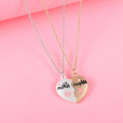 Lovecryst 2Pcs/set Heart-shaped Letter Mother and Son or Daughter Mother's Day Necklace for Love Parent Child Jewelry...