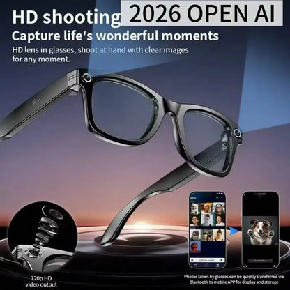 2026 AI Smart Glasses with 8MP Camera Video Recording 100+ Languages Translation Sunglasses Bluetooth Call Music Play Men Women - Kimlud