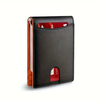 Men's Leather Wallet, RFID Blocking Anti-theft Wallet, Multi-card Card Holder, Money Clip