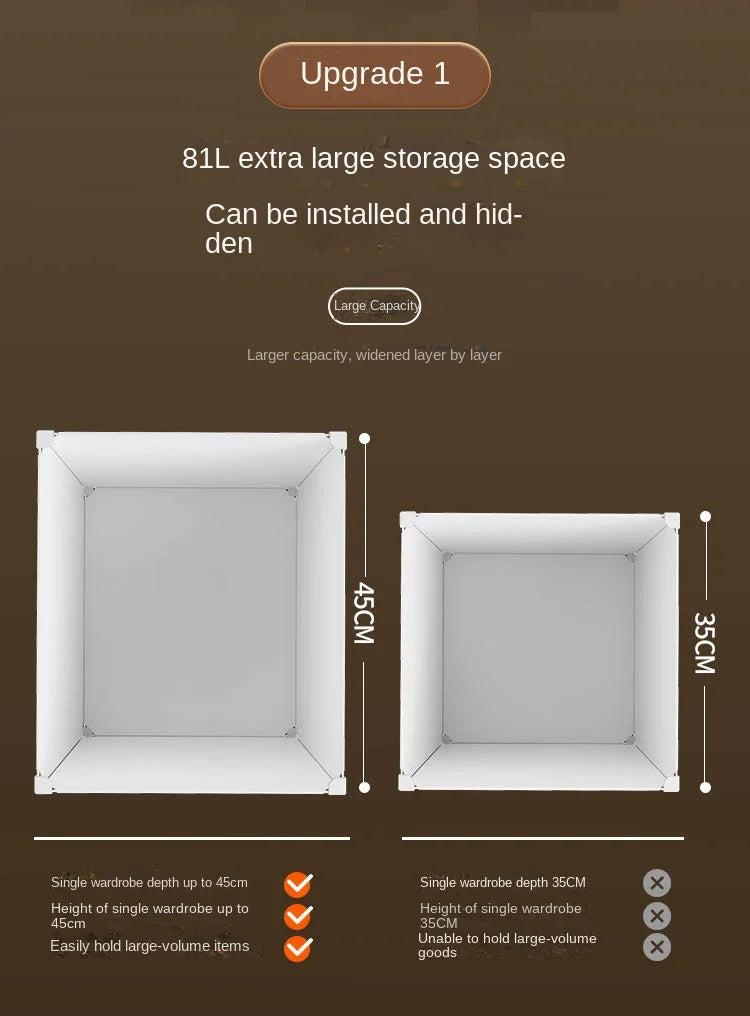 New Style Collapsible Bedroom Furniture Assemble Wardrobe Plastic Durable Clothes Cabinets Simplicity Large Space Storage Locker - Kimlud