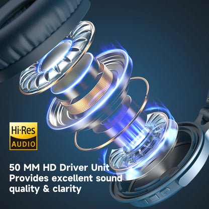 Oneodio Wireless Bluetooth 5.2 Headset Over Ear Headphones With Microphone 110Hr Hi-Res Stereo Earphone For Phone PC Sports