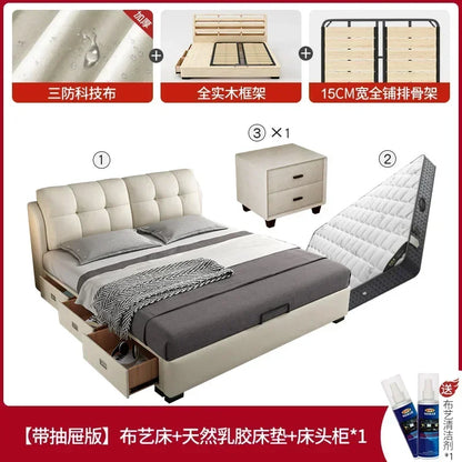 Premium High-quality New Arrival Technology Fabric Bed Small Unit, Master Bedroom, Large Bed, Light Luxury Nordic Fabric Bed
