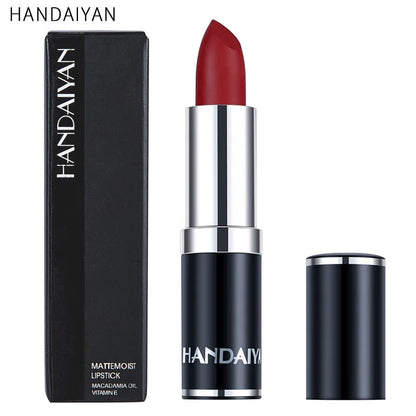 Handaiyan Sexy Nude Red Brown Purple Lipgloss Matte Lip Gloss Velvety Lipstick Matte Waterproof Makeup Long Lasting...