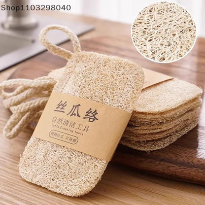 6-Pack Natural Loofah Sponge For Dishes, Pots, And Oil Stain Cleaning – Kitchen Scrub Pad