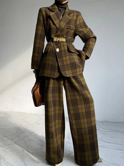 Tinaa Woolen Blend Plus Size Jackets Womens 2025 Winter Warm Plaid Lapel Notch Collar Long Sleeve Office Lady Outerwear 184064 - Kimlud