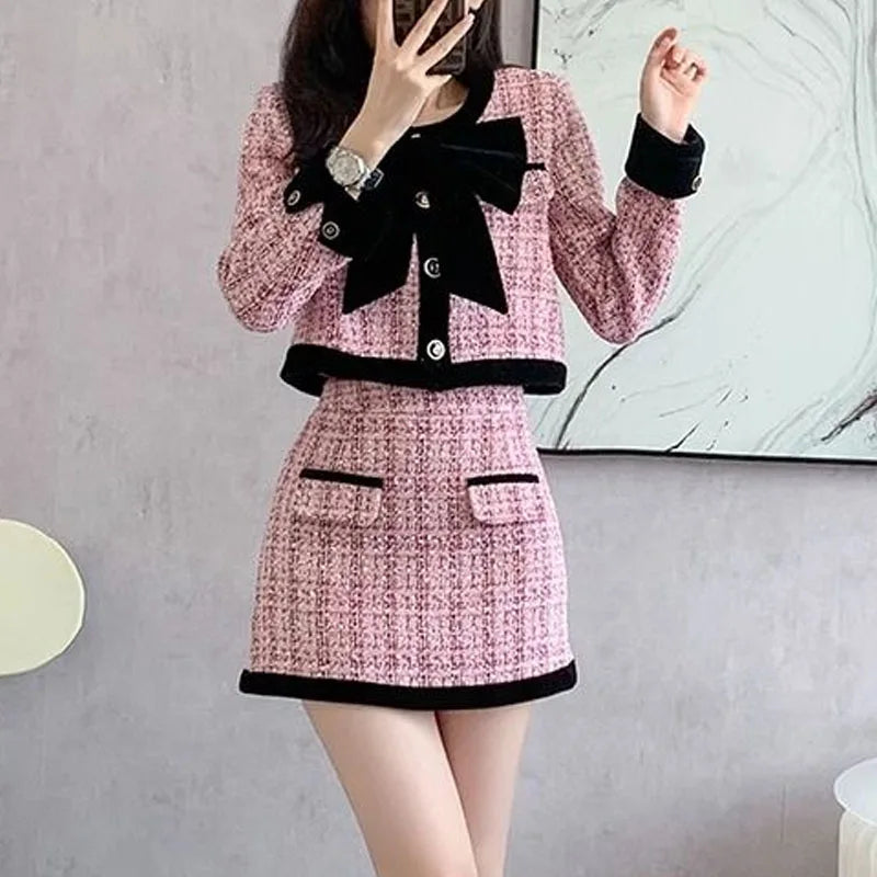 New Autumn/Winter Fashion Korean Edition Celebrity High End Small Fragrance Versatile Western Style Age Reducing Two Piece Set