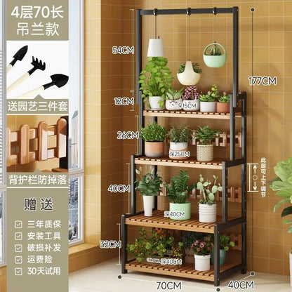Black Outdoor Plant Shelf Rack Flowers Luxury Universal Square Plant Shelf Rack Tiered Bamboo Bitki Rafları Garden...