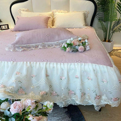 2025 Summer Cool Bed Skirt Sheet Princess Bed Skirt Mattress Ruffled Lace Bedsheet Not Stuffy With Pillowcases Twin Queen Size