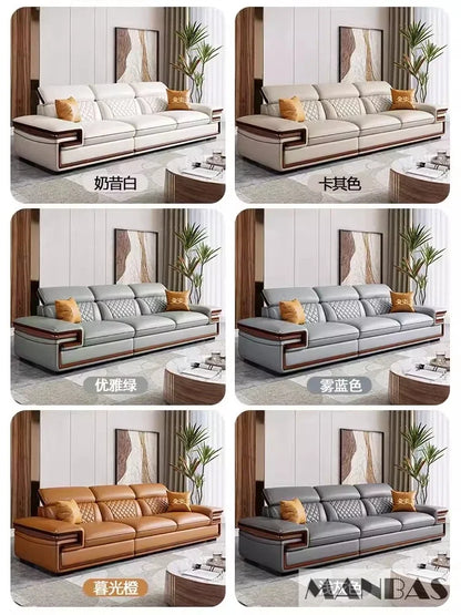 Linlamlim Premium Italian Genuine Leather Sofa Set for Living Room with Adjustable Headrests, Bluetooth Speaker, Wireless Charge