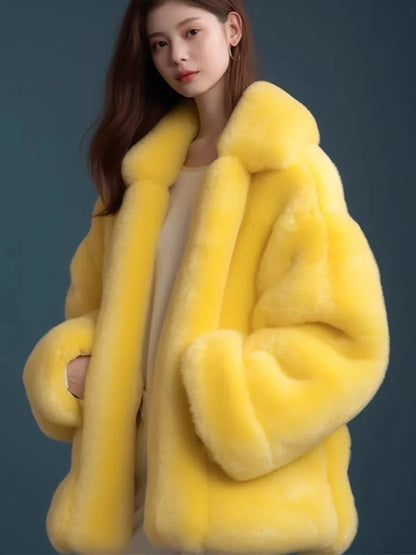Women's Coat 2025 Winter New Korean Version fur Coat Long fox Coat Furry Maillard Medium Long Loose Brown Thick Young Commuting