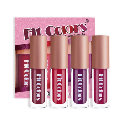 4Pcs/Set Metallic Lip Gloss Pearly Diamond Fine Glitter Matte Moisturizing Waterproof No-stick Cup Lip Glaze Liquid...