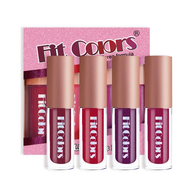 4Pcs/Set Metallic Lip Gloss Pearly Diamond Fine Glitter Matte Moisturizing Waterproof No-stick Cup Lip Glaze Liquid...