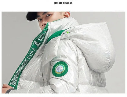 New Winter Jacket Men's Long Luxury Business Thickened Down Cotton Warm Parkas Men's Street Snow Cold-proof Hooded...