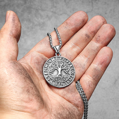 Tree Of Life Men Necklaces Pendant Stainless Steel Jewelry For Viking Symbol Male Women Punk Hip Hop Accessories Gifts Wholesale