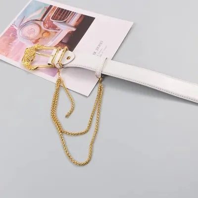 Women's Fashion Gold Buckle Genuine Leather Corset Female Cummerbund Coat Waistband Dress Decration Wide Belt J033