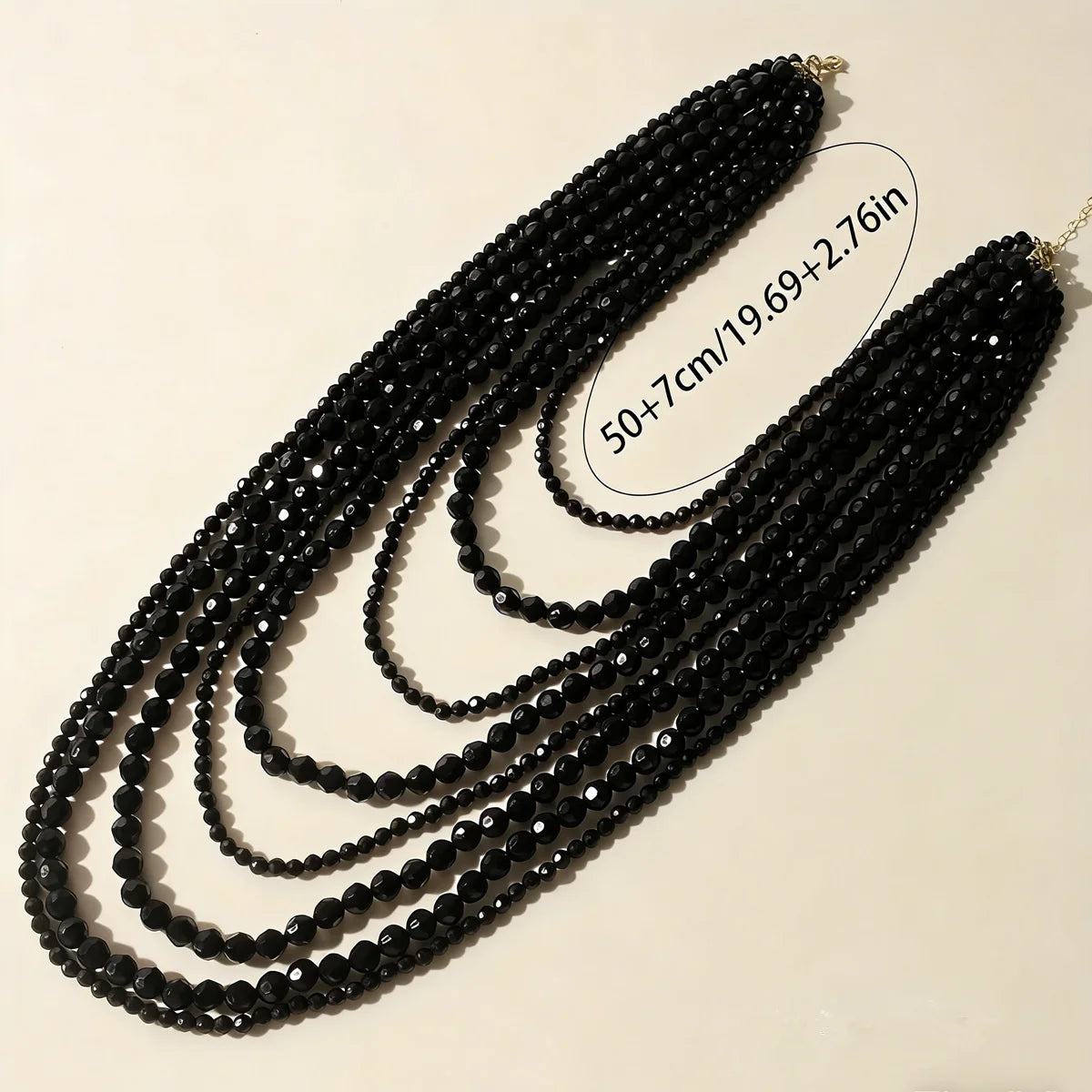 Multi-Layer Bohemian Style Black Beaded Necklace for Women Fashionable Personality Cross-Border Jewelry Accessory |...