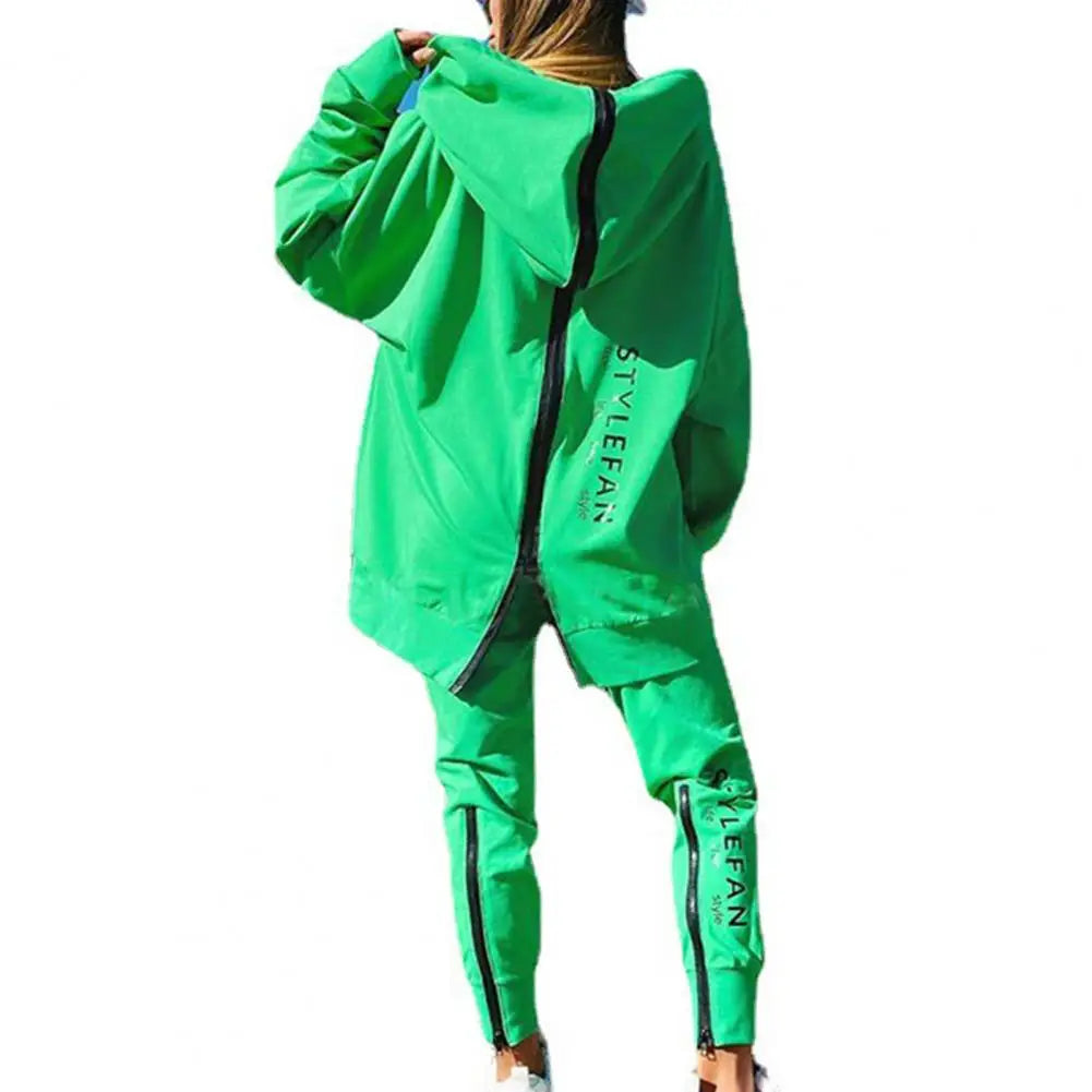 Winter Chic Oversized Tracksuit Back Zipper Long Hoodie + Pants Set Street Sportswear Pullover Hip-Hop Two-Piece Women Outfits - Kimlud