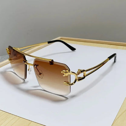 Luxury Rimless Square Sunglasses Men Women Fashion Brand Designer Vintage Sun Glasses Male Female Fashion Retro Oculos...