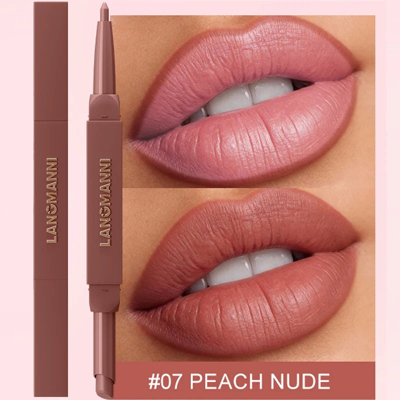 2 in 1 Matte Red Lipliner Waterproof Nude Matte Lip Liner Pencil Double Head Lipstick Pen Long Lasting Lips Outline Stick Makeup
