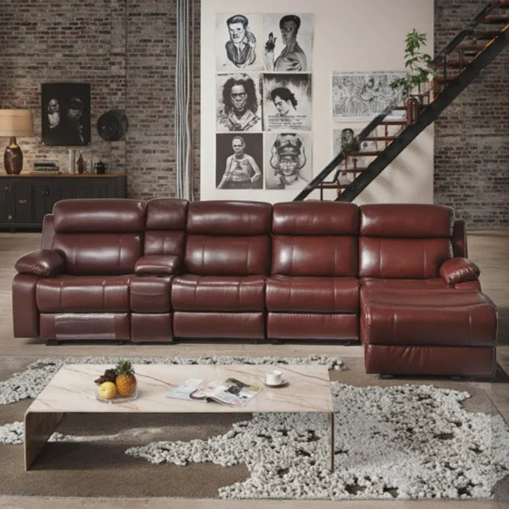 A Modern Luxury Extendable 7 Seater Recliner Sectional Sofa Set Italian L Shaped Recliner Corner Sofa for Living Room |...