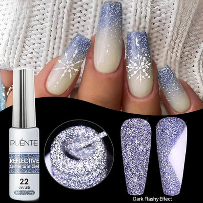 7.5ML Sparkling Reflective Glitter Gel Nail Polish Pink Purple Red Blue Colors Dark Flashing Nail Gel Soak Off UV Nail Varnish