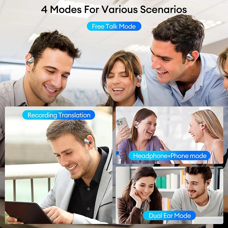 PAXA OpenAirUltra AI Translation Real Time 3-in-1 Translator Earbuds 145 Languages & Accents Bluetooth 5.4 Translating Headphone