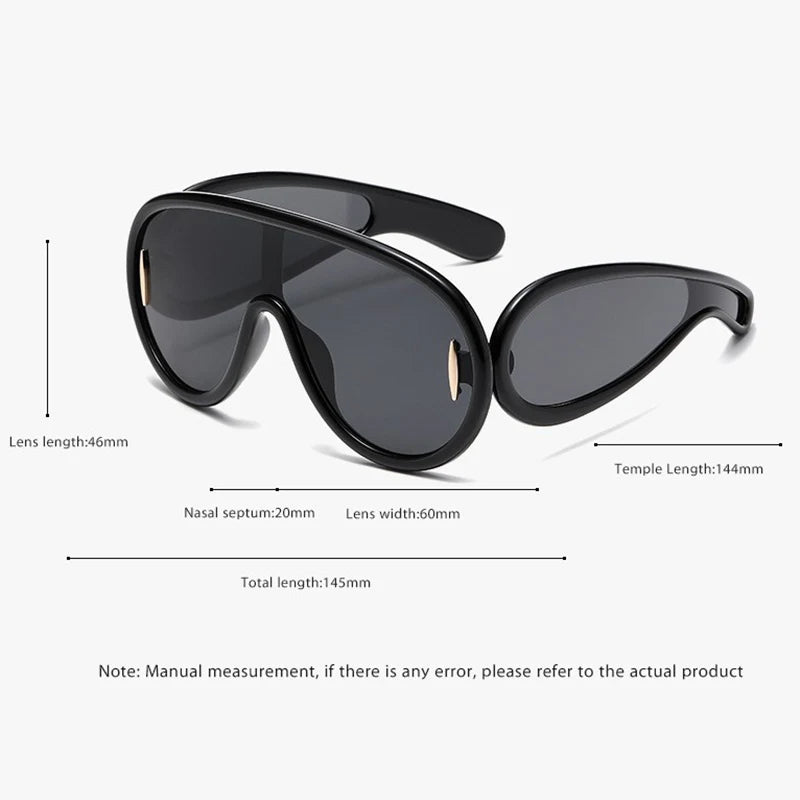 Sports Punk Oversized Sunglasses Steampunk Y2K Women Men Personality Sun Glasses Ladies 2023 Luxury Brand Eyewear Goggle UV400 - Kimlud