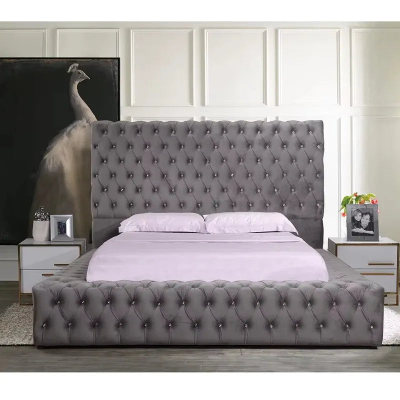 Deluxe Bedroom Furniture Set King Bed Classic Upper Set Diamond Tufted - Kimlud