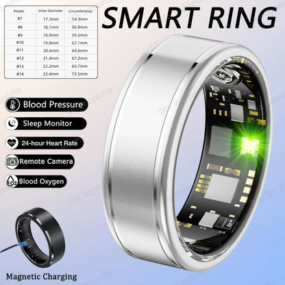New Blood Pressure Sleep Health Monitor Smart Ring Sport Remote Camera smartring IP68 Waterproof Care for family Rings Men Women