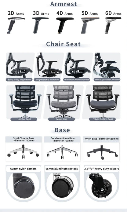Commercial Furniture 3D Adjus Mesh Chair Ergonomic Office Chair 1 Piece Aluminum Modern 4 Lift 5 Years Optional | Kimlud...