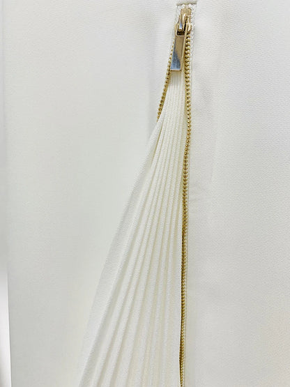 HIGH QUALITY Newest Fashion 2022 Designer Suit Set Women's Lacing Belt Blazer Pleated Zip Pants Set 2pcs Set