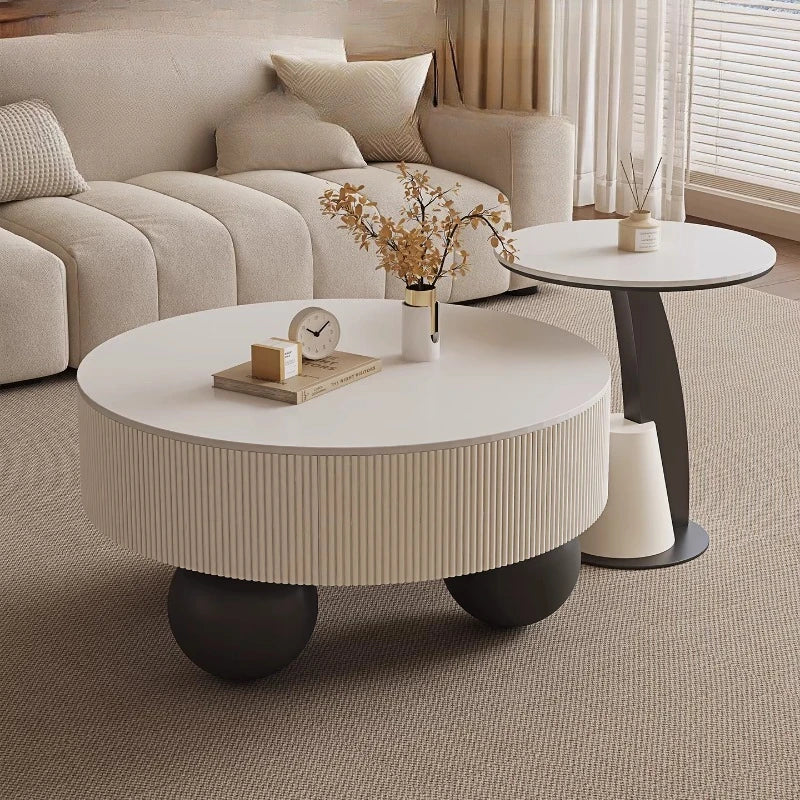 Round Designer Coffee Table Storage Nordic Aesthetic Minimalist Coffee Table Drawers Italian Simple Mesa Auxiliar Home Furniture - Kimlud