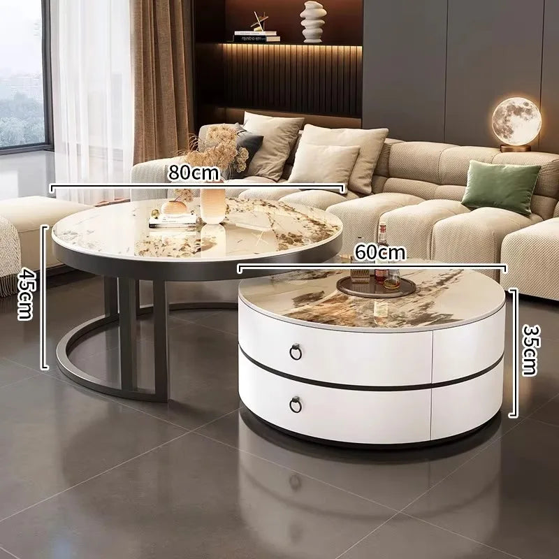 Glam Nordic Coffee Tables Round Simple Luxury Metal Coffee Tables Design Modern Muebles Para El Hogar Living Room Furniture - Kimlud