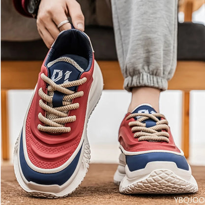 autumn spring thick soled height increasing shoes versatile color blocking personalized casual simple comfortable men's shoes