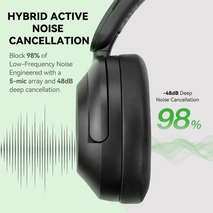 Oneodio A6 ANC Wireless Bluetooth 6.0 Headphones -48dB Hybrid Active Noise Cancelling Over Ear Headset With Mic Hi-Res LDAC APP