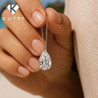 1/2/3/4CT Water Drop Moissanite Pendant Necklace for Women  Certified 925 Silver Pear Cut Solitaire Diamond Pendant Neckchain