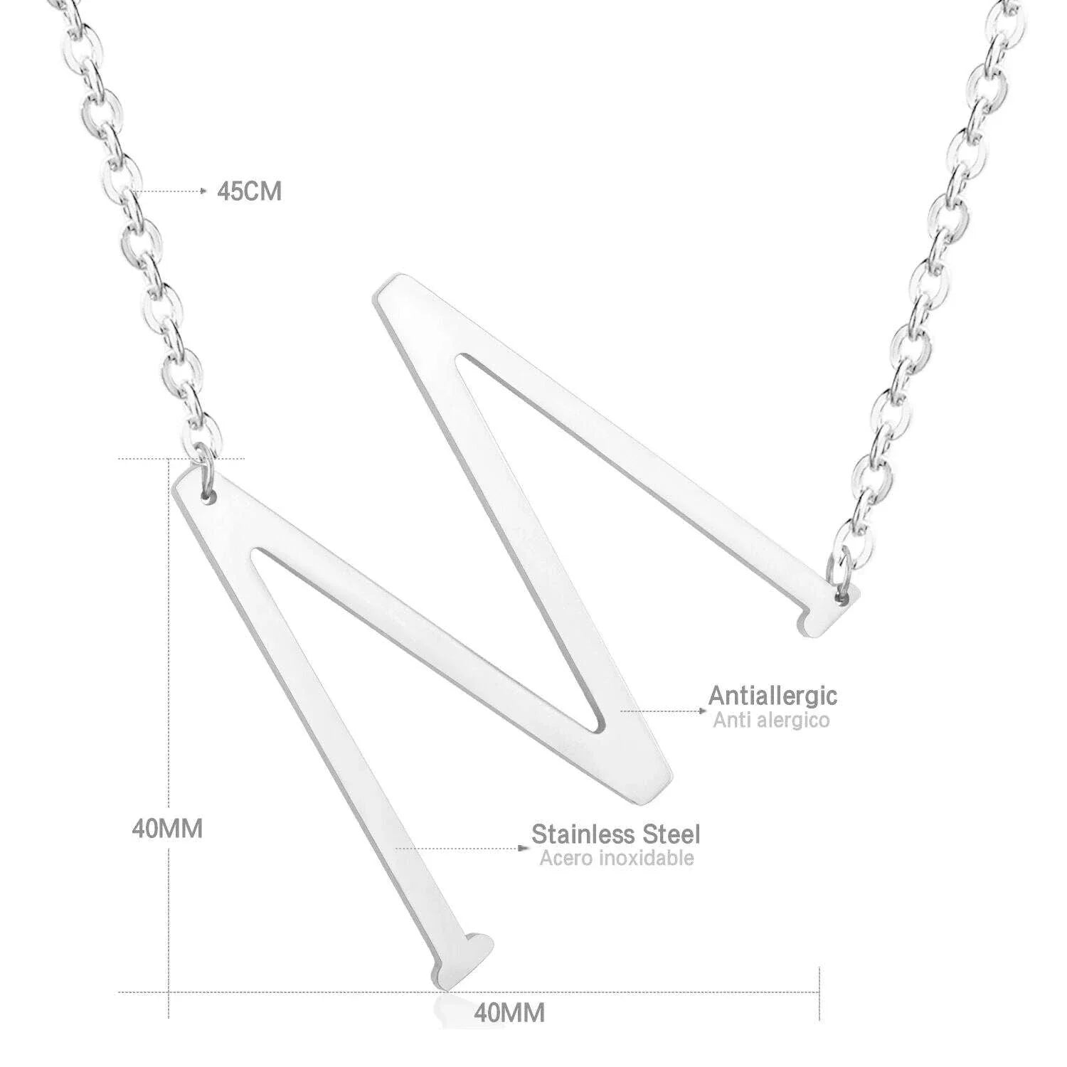LUXUSTEEL Stainless Steel Large Initial Necklaces For Women Sideways Big 26 Letter A-Z Golden Color Monogram Alphabet Collar