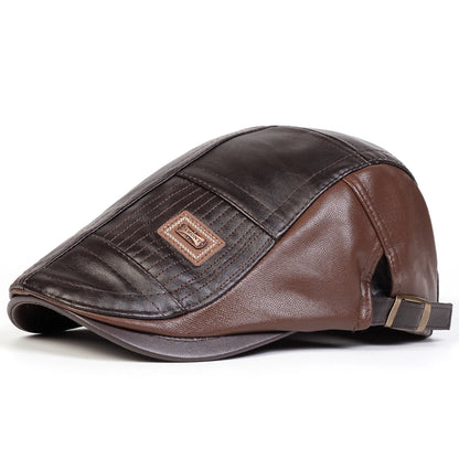 Men Retro Pu Leather Newsboy Caps JAMONT labeling British Painters Hats Spring Autumn Side Adjustable Flat Cap Hip Hop...
